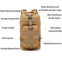 Sac à dos tactique camouflage 20-35L avec cadre externe MOLLE, sac à dos léger respirant et imperméable pour la randonnée et le cyclisme