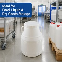 Bidon cylindrique en plastique HDPE de 50 L, résistant aux chocs, durable, de qualité alimentaire, recyclable, écologique, étanche, pour l'industrie alimentaire