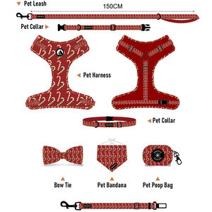 Correa de collar de perro de estilo navideño personalizable diseño personalizado estampado suave acolchado neopreno arnés de perro conjunto de correa - Product Image 1