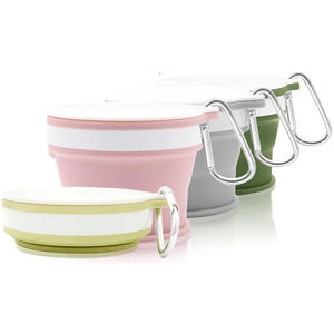 Portable Silicon Outdoor Pocket Foldable <b>Cup</b> Custom <b>Reusable</b> Collapsible Silicone Folding Travel Coffee Water <b>Cup</b> Mug with Lid - Product Image 1