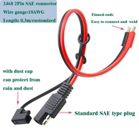 موصل 18AWG 2sae إلى كابل معلب مع غطاء غبار لطرف السيارة مقبس SAE