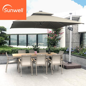 Muebles de jardín, juego de <span class=keywords><strong>mesa</strong></span> de comedor al aire libre, silla de patio, restaurante, <span class=keywords><strong>mesa</strong></span> de aluminio y juego de sillas de madera de teca <span class=keywords><strong>con</strong></span> paraguas - Product Image 1