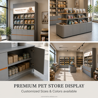 Vitrine de présentation pour animalerie en bois ultra-haute, directement d'usine, avec éclairage remplaçable, étagères ouvertes, base de rangement, taille personnalisée