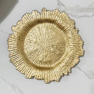<span class=keywords><strong>Sottopiatti</strong></span> Decorativi in Plastica per Matrimoni, Vendita Diretta dalla Fabbrica, 13 Pollici, Reef Gold, Piatti di Presentazione in Acrilico per Allestimento Tavola Nuziale - Product Image 2