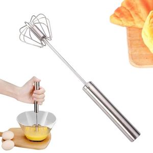 Batidor de Huevos Semiautomático de Acero Inoxidable XDH769, Batidor Giratorio Manual, Mezclador, Agitador para Batir Huevos - Product Image 1