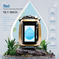 Appareil de soin du visage Hydro Dermabrasion 7 en 1, machine intelligente bleu glace pour éliminer les points noirs, écran tactile