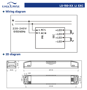 ไดรเวอร์ LED EAGLERISE 150W 24V AC-DC รุ่น LS-150-24 LI EXC แหล่งจ่ายไฟแรงดันคงที่ พร้อมการรับประกัน 5 ปี สำหรับไฟ LED Strip - Product Image 5