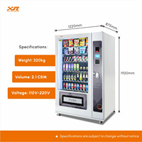 Mesin Vending Kombinasi XY Terbaru untuk Snack dan Minuman Dingin Kapasitas 300-360 Dilengkapi SDK Berbahan Stainless Steel dengan Manajemen Berbasis Cloud
