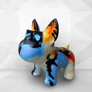 Statues de chien bouledogue en résine sur mesure, grande taille, personnalisées, style lunettes de soleil - Product Image 3
