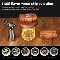 Juego de regalo de cóctel de whisky a la antigua, tapa de Rugby ahumada, caja de madera con Infusor de antorcha, herramienta de barra para entretenimiento