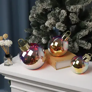 Bolas de vidro de led para decoração, conjunto de bolas de vidro colorido led para decoração de natal, enfeite de decoração de mesa com luzes