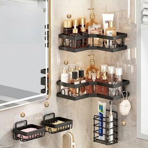 Ensemble d'organisateurs d'angle de salle de bain 3-5 pièces, <span class=keywords><strong>porte</strong></span>-<span class=keywords><strong>savon</strong></span> mural et support pour brosses <span class=keywords><strong>à</strong></span> dents pour un rangement complet de la salle de bain - Product Image 4
