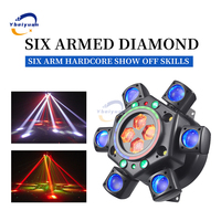 150W RGBW 4-in-1 6 Arm Moving Head Dye Bee Eye Effect Light DMX512 Remote Control DJ Disco Bar Pesta Ulang Tahun Natal Panggung