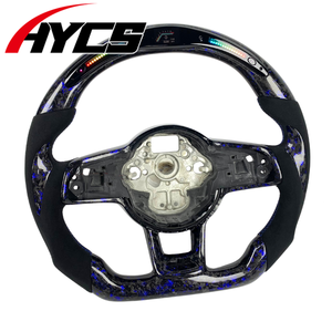 Volant en fibre de carbone forgé avec LED Rpm pour Volkswagen MK7 <span class=keywords><strong>Golf</strong></span> <span class=keywords><strong>7</strong></span> GTI MK6 <span class=keywords><strong>GTD</strong></span> R Gts R-Line Tiguan Scirocco Passat Polo - Product Image 3