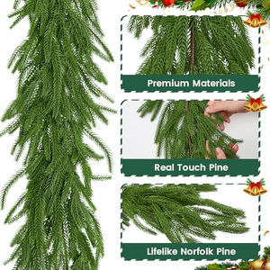 Soft and Bendable Real Touch <b>Garland</b> <b>Christmas</b> Greenery Realistic <b>Christmas</b> <b>Garland</b> <b>for</b> Fireplace Mantle <b>Stairs</b> Table - Product Image 5