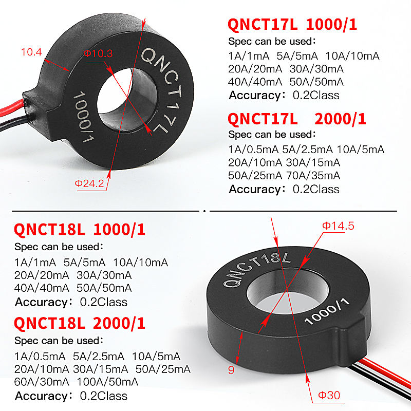 Small AC Current Transformer Ring Type CT QNCT17L 10mA 20A 20mA 30A 15mA 50A 25mA 100A 50mA 2000 Micro Current Transducer Sensor