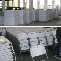 Vente en gros, meubles de bureau empilables en métal blanc, chaises pliantes pour événements de fête de mariage