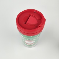 Mug de voyage isotherme à double paroi Père Noël 250 ml/8 oz HO HO HO Gobelet réutilisable en plastique avec couvercle rabattable pour les fêtes
