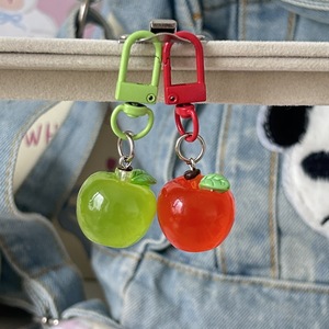 Christmas Eve Gift Cute Cartoon Fruit Transparent 3D Apple-Shaped Resin Keychain Color-Changing <b>Couples</b> Decorative <b>Ornament</b> - Product Image 5