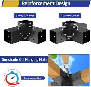סגסוגת פלדה כבדה 3-way ערכת פרגולה 4 'x 4' (3.6 בפועל 'x 3.6') עץ פרגולות מתכת גזיבו כולל ברגים - Product Image 5