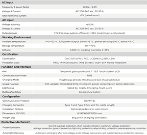 เครื่องชาร์จรถยนต์ไฟฟ้าแบบที่ 2 ขนาด 7kW 11kW สำหรับใช้งานเชิงพาณิชย์ ติดผนัง พร้อมสายชาร์จยาว 7 เมตร หน้าจอสัมผัส LCD ขนาด 7 นิ้ว แบบ TEF - Product Image 5