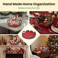 Plateau de rangement de Noël pour bureau, panier en corde de papier naturel tressé fait main avec poignée, idéal pour les fêtes, le salon, la décoration intérieure