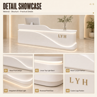 Comptoir de réception octogonal pour salon d'hôtel, table de beauté, coiffure, manucure, spa, en contreplaqué E0 laqué, avec base lumineuse LED moderne