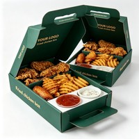 Boîte d'emballage pour poulet frit et frites avec compartiment à sauces, haute qualité, pour restauration rapide, impression à l'encre de soja, personnalisable