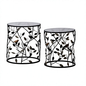 Amson Brass Iron Tea <b>Table</b> Tempered Glass Modern Classic Farmhouse Design Adjustable Coffee/<b>Side</b> <b>Table</b> Living Room Balcony Home - Product Image 1