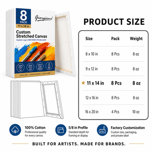 Lienzos Estirados Giorgione <span class=keywords><strong>de</strong></span> 11x14 Pulgadas, Paquete <span class=keywords><strong>de</strong></span> 8, para Pintura, Venta al Por Mayor, Listos para Enviar, Servicio Personalizado Disponible - Product Image 3