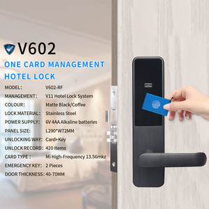 Clé d'<span class=keywords><strong>urgence</strong></span> incluse, design anti-regard indiscret, options noir mat et couleur café, serrure <span class=keywords><strong>de</strong></span> porte électronique pour hôtel - Product Image 2