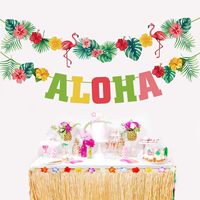 Décorations de bannière de fête hawaïenne Aloha, fournitures pour fête sur le thème du Luau, décorations de fête d'été sur la plage, décorations de fête d'anniversaire tropicale