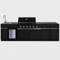 Ensemble de barbecue pour cuisine extérieure avec quatre brûleurs principaux, un brûleur latéral, comptoir en HPL pour la cuisson dans la cour