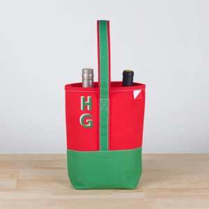 Personalized Classic Durable <b>Christmas</b> Tote Custom Embroidered Stylish Two <b>Bottle</b> Canvas Wine Carrier <b>Bag</b> With Handle - Product Image 2