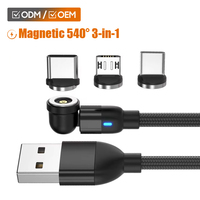 Cable USB Magnético de Carga 3 en 1, Plegable y Giratorio 540°, Accesorios para Teléfono Móvil, Venta al Por Mayor OEM