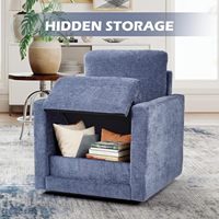 Fauteuil pivotant INZOY de style moderne du milieu du siècle, avec rangement dissimulé, confortable, rotation à 360°, ergonomique, rembourré en chenille, mobilier pour la maison