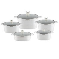 Ensemble de 10 casseroles en aluminium moulé, revêtement céramique antiadhésif, compatible induction et gaz, empilables, ustensiles de cuisine domestiques, casseroles de cuisson
