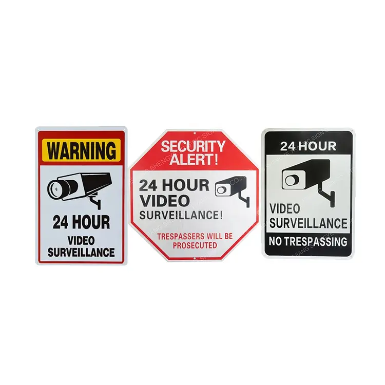 Plaque en aluminium réfléchissante CCTV Panneau d'avertissement Caméra Surveillance Panneau de signalisation Panneau de sécurité