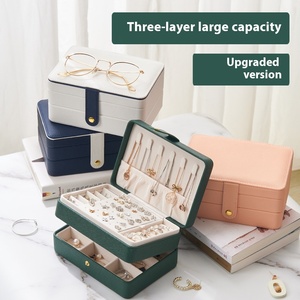 Portable Jewelry <b>Storage</b> <b>Box</b> Travel Organizer Jewelry Case Leather <b>Storage</b> Earrings Necklace Ring Jewelry Organizer Display - Product Image 5