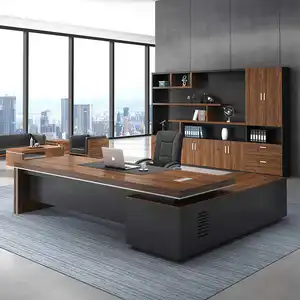 Grosir meja kantor Modern bentuk L Boss CEO manajer meja eksekutif meja kantor kayu untuk furnitur kantor