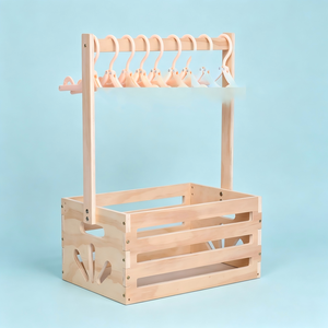 <strong>Wooden</strong> Baby Shower Crate Closet , Baby Storage Nursery Crate <strong>Hamper</strong> with Handle, <strong>Gift</strong> <strong>Basket</strong> for Baby Nursery Excluding Hangers - Product Image 1