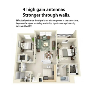 Routeur Wi-Fi sans fil double bande 1200 Mbps 2,4 GHz 5 GHz avec pare-feu et répéteur QoS, <span class=keywords><strong>amplificateur</strong></span> <span class=keywords><strong>de</strong></span> signal et extension Wi-Fi - Product Image 4