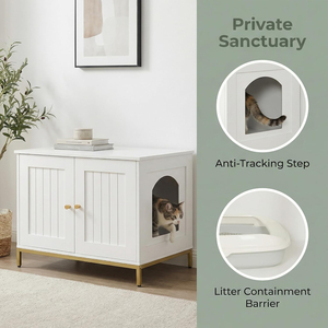 Meuble multifonctionnel <span class=keywords><strong>pour</strong></span> chat : Banc-lavabo haut en bois avec étagère de rangement et tiroir, maison <span class=keywords><strong>pour</strong></span> animaux peu encombrante, OEM/ODM - Product Image 5