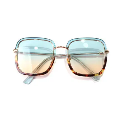 Square Kacamata Fashion Wanita Mewah Merek Vintage Gradient Lensa Kebesaran Berjemur Kacamata Wanita Retro UV400 Sunglass 4 Ord