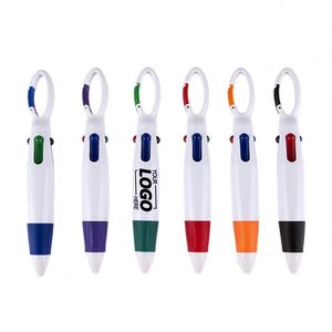 Custom <b>Retractable</b> Shuttle <b>Pens</b>: 4 Neon Colors in One with Buckle Clip & Carabiner for Office, School, Students, Gift - Product Image 1