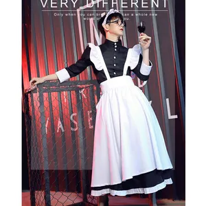 Disfraz de Cosplay de Lolita para hombres y mujeres, ropa de encaje, negro, gótico, Carnaval, negro y blanco