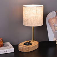 Lampe de table industrielle en manguier et toile, abat-jour de table moderne en bois d'acacia, vente en gros