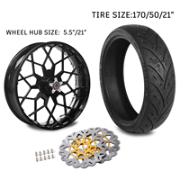 Kit de construction de roue avant large de 21 pouces avec triple arbres inclinés pour les modèles Harley Touring 2014-2024
