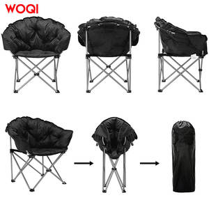 Chaise pliante Woqi en aluminium ronde noire pour le camping en plein air et le jardin avec coussin moelleux - Product Image 5