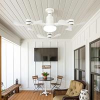 Lustre LED blanc avec ventilateur de plafond, plusieurs têtes de ventilateur, abat-jour rond, moderne, pour chambre à coucher, salon, salle à manger, lampe suspendue